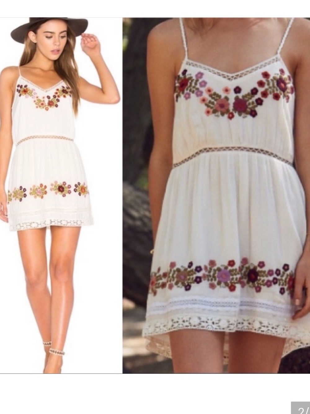 Tularosa London Embroidered Slip Dress Size XS.